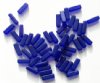 50 5x15mm Transparent Matte Cobalt Glass Rectangle Beads